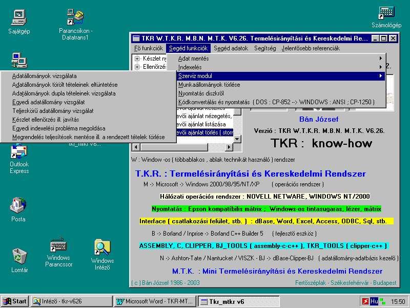 - 85-11.3. Szerviz modul : A SZERVIZ PROGRAMOK FUTTATÁSA ESETÉN, CSAK A FUNKCIÓ VÉGREHAJTÁSÁT VÉGZŐ GÉP / MUNKAÁLLOMÁS LEHET BEJELENTKEZVE!