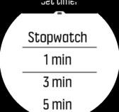 Jobbra pöccintve vagy a középső gombot lenyomva tartva kiléphet az időmérőből. Visszaszámláló Az időmérő képernyőn pöccintsen felfelé vagy nyomja meg az alsó gombot a gyorsindító menü megnyitásához.