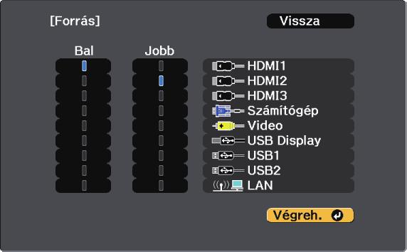 Két kép egyidejű kivetítése 119 forrást, válssz Végrehjtás prncsot, mjd nyomj meg z [Enter] gombot. z [Enter] gombot, válsszon ki egy méretet, és nyomj meg z [Enter] gombot.