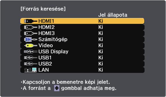 Képforrás kiválsztás 67 H kivetítőhöz több képforrás is cstlkozik, például számítógép és DVDlejátszó, tetszés szerint váltht képforrások között.
