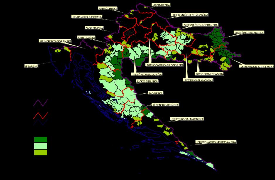 Horvátország különös állami bánásmód alá eső területek 3. ábra: PPDS alá eső területek.