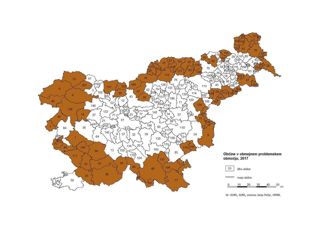 Szlovénia határ menti területek 1. ábra: A problémás határ menti területek elhelyezkedése Szlovéniában Forrás: Ministrstvo za gospodarski razvoj in tehnologijo. http://www.mgrt.gov.