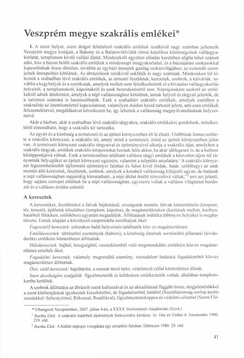 Veszprém megye szakrális emlékei* I.