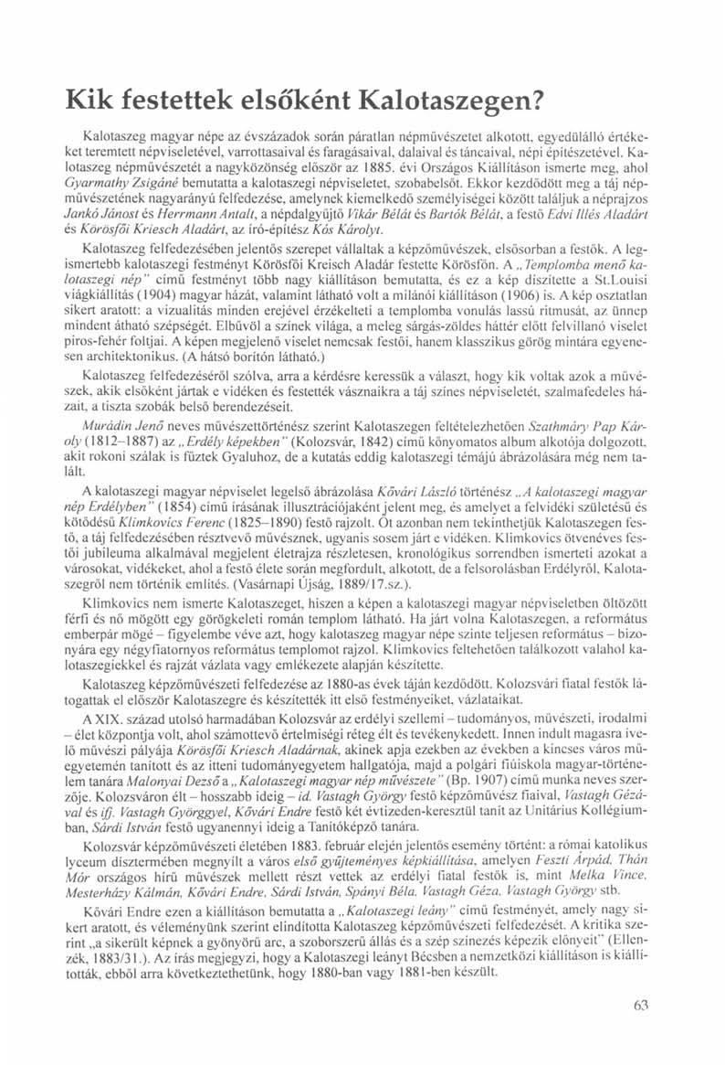 Kik festettek elsőként Kalotaszegen?
