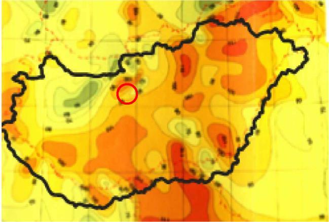 A térkép jelzi, hogy az ország területén hol lehet a termikus energia hasznosítását kedvezőbben megvalósítani. A földhő hasznosítására Budaörs területén is van lehetőség.