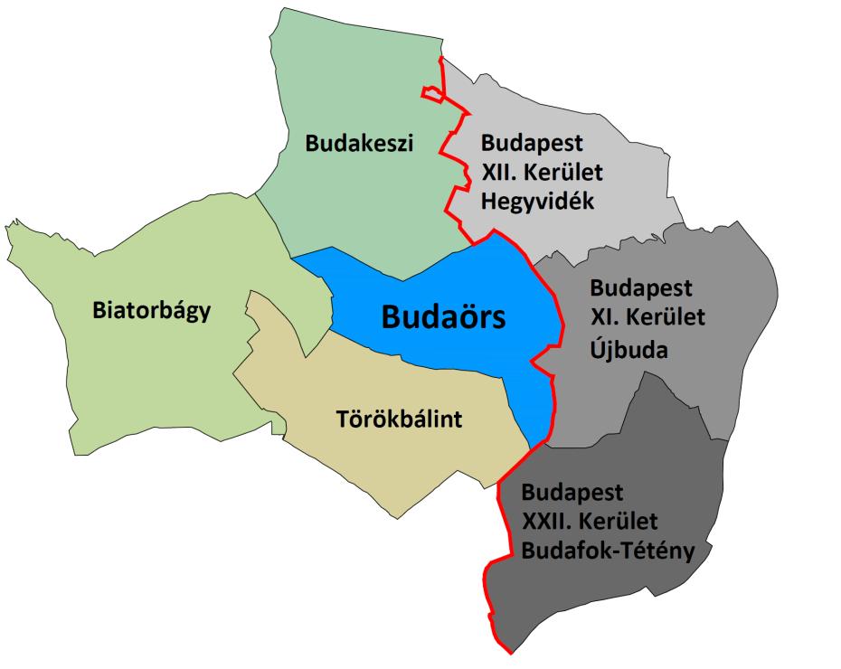 Budaörs szomszédos települései: ÉK-i: Budapest XII. kerület Hegyvidék K-i: Budapest XI.
