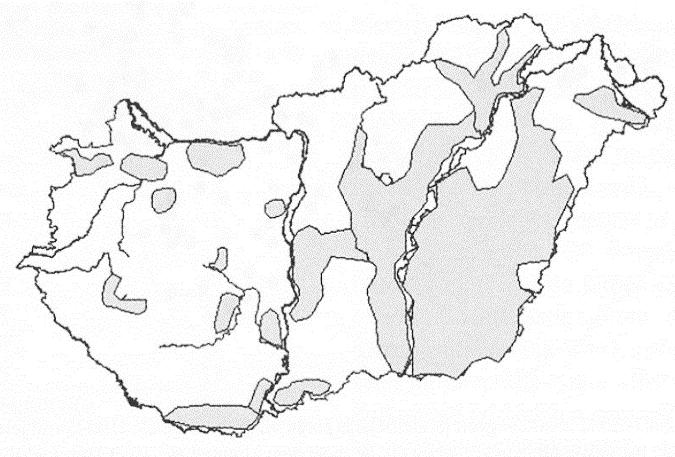 5. ábra. A mezei hörcsög elterjedése 1950 előtt (balra) és 1950-1980 között (eredeti ábra, forrás: Bihari 2004) Bihari (2004) szerint a faj lehetséges elterjedési területe (5.
