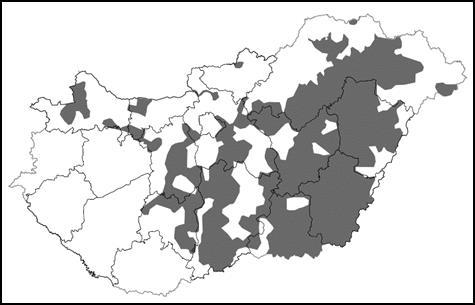 valamint populációs trendjét. Borsod-Abaúj-Zemplén megye A felmért települések környezetének 62,4%-án fordul elő hörcsög, de a megye erdővel borított része értelemszerűen nem került felmérésre.