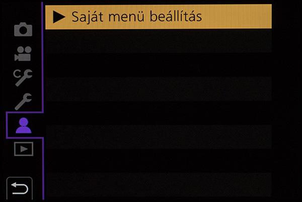 Aztán a negyedik oldal szintén nem túl érdekes, ugyanolyan, mint például a GH4-nél, viszont az ötödik oldalon, a Saját Menü oldalán, azokat a