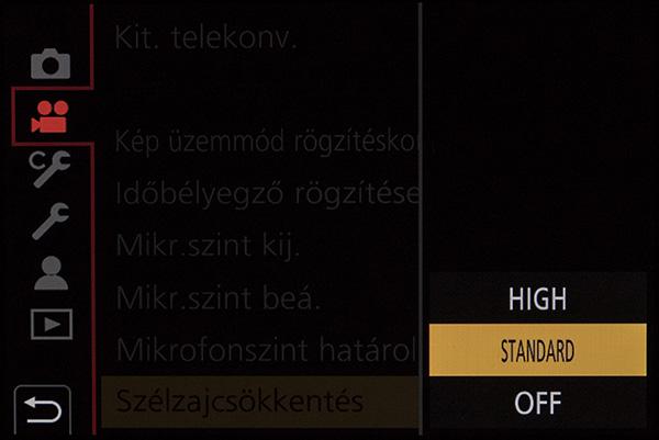 A vibrálás-csökkentés kikapcsolható, vagy 1/50-1/120 mp értékek közt használható.
