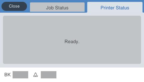 A nyomtató alapjai Job/Status képernyőbeállítás Nyomja meg a(z) feladatok állapotát. gombot a(z) Job/Status menü megjelenítéséhez.