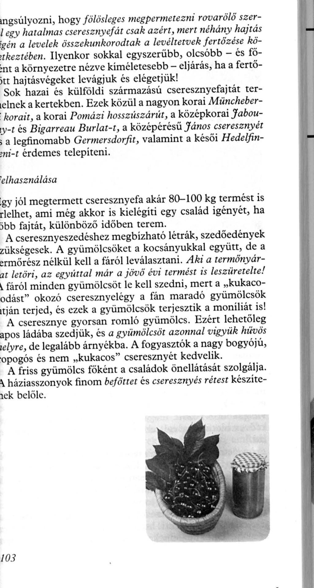 103 gsúlyozni, hogy fölösleges megpermetezni rovarölőszerl egy hatalmas cseresznyefát csak azért, mert néhány hajtás gén a levelek összekunkorodtak a levéltetvek fertőzés e kökeztében.