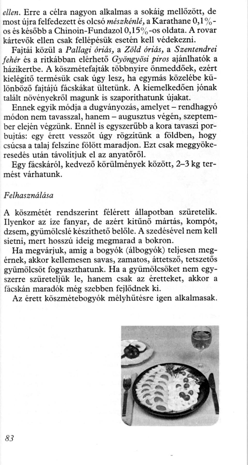 ellen. Erre a célra nagyon alkalmas a sokáig mellőzött, de most újra felfedezett és olcsó mészkénlé, akarathane 0,1 % os és később a Chinoin-Fundazol 0,15% -os oldata.
