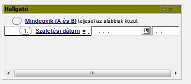 Feltétel tartalmának kiválasztása dátum mezőben ( Amennyiben nem jelenik meg a dátum