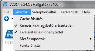 félév opcionalizálás, valamint a felületek alsó részén látható információkban végzett változtatások (login név látható, szerver látható, szerepkör látható).
