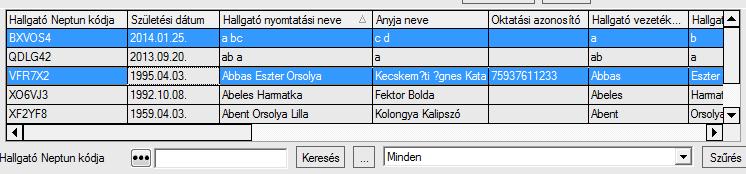 A listában egymástól távol található sorok kijelölése: bal egér+ctrl 10