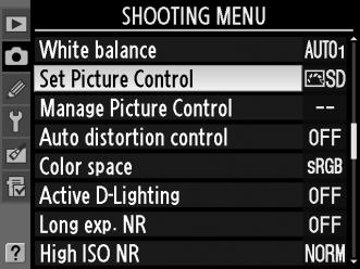 J Képfeldolgozás Picture Control beállítások A Nikon egyedülálló Picture Control rendszere lehetővé teszi, hogy kompatibilis készülékek és szoftverek között megossza a képfeldolgozási beállításokat,