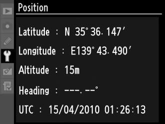 A GP-1 GPS egység A (külön megvásárolható) GP-1 GPS egység a fényképezőgép tartozék csatlakozójára (0 281) csatlakoztatható a GP-1 egységgel szállított kábellel, így a fényképezőgép aktuális