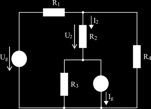 4. Határozza meg az ábrán látható hálózat R 2 ellenállásának áramát és feszültségét a szuperpozíció elvének felhasználásával!