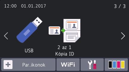 Az LCD érintőképernyő áttekintése DCP-L8410CDW/ MFC-L8690CDW A fő kezdőképernyőt kétféle képernyőre állíthatja be: a kezdőképernyőkre vagy a parancsikon-képernyőkre.