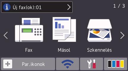 2. Módok [Fax] Nyomja meg a Fax mód megnyitásához. [Másol] Nyomja meg a Másolás mód megnyitásához. [Szkennelés] Nyomja meg a Szkennelés mód megnyitásához. [Bizt.