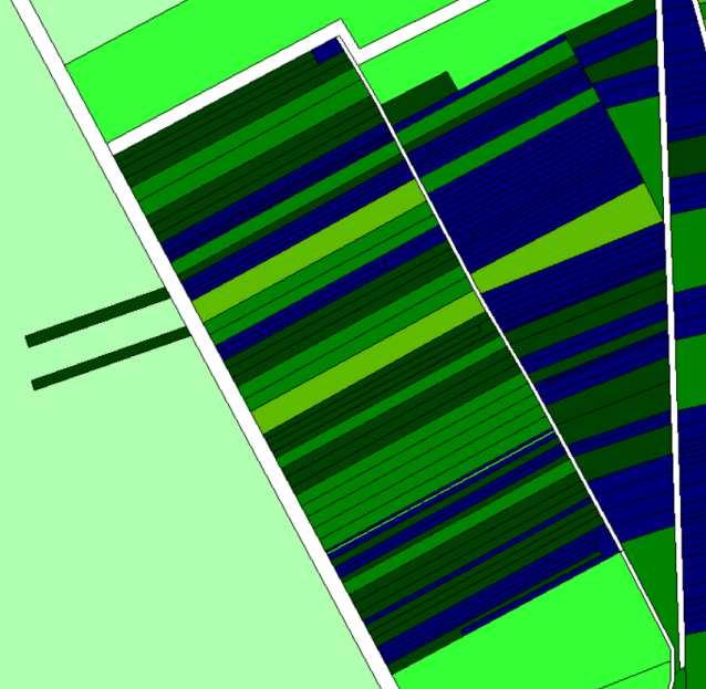 Az 500-900 m 2 közti területű ingatlanok a belterület területének 12,6 %-át foglalják el, a 900 és 1500 m 2 közötti méretű telkek a belterület 15,2%-át.
