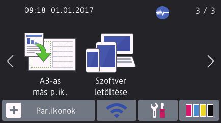 Az érintőképernyős LCD áttekintése A képernyőn történő bal vagy jobb irányba pöccintéssel, vagy a d vagy c gombok megnyomásával három kezdőképernyőt érhet el.