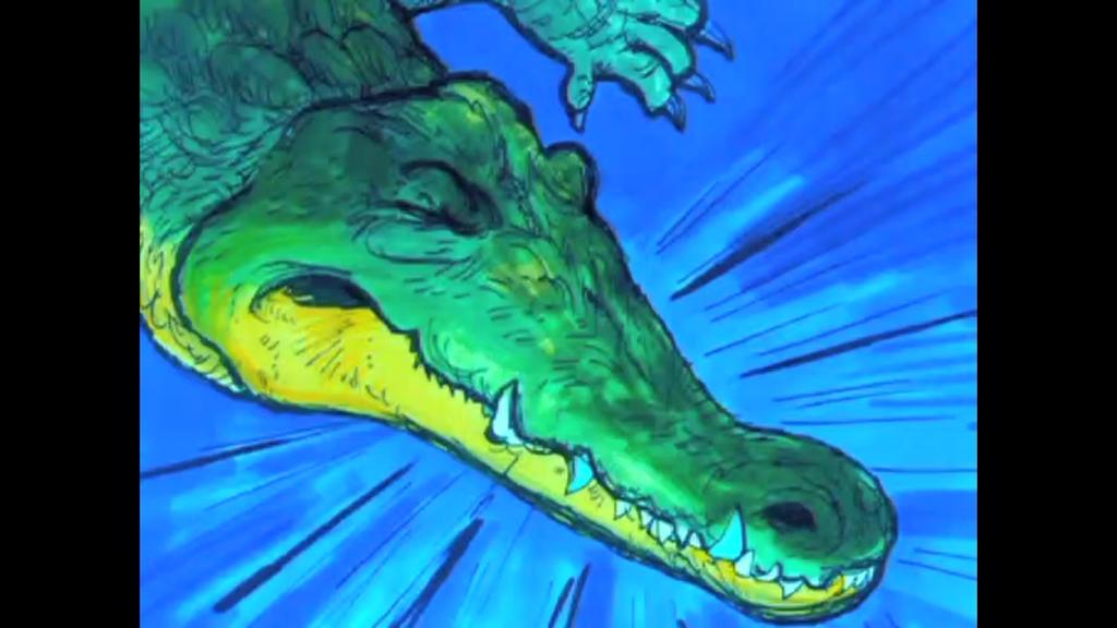 A krokodil iszonyú szája hirtelen becsapódott, olyan