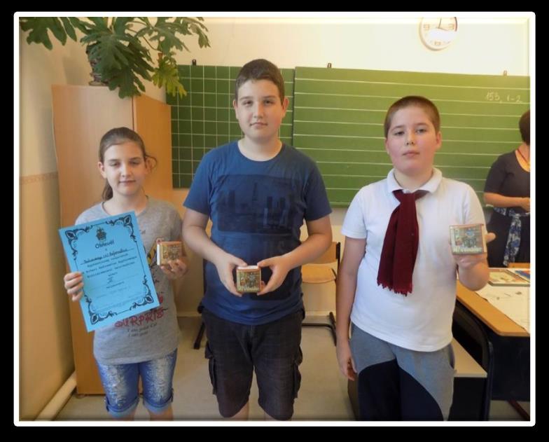 a osztályos, Kiss Milán, 6. a osztályos és Matkó László, 6.
