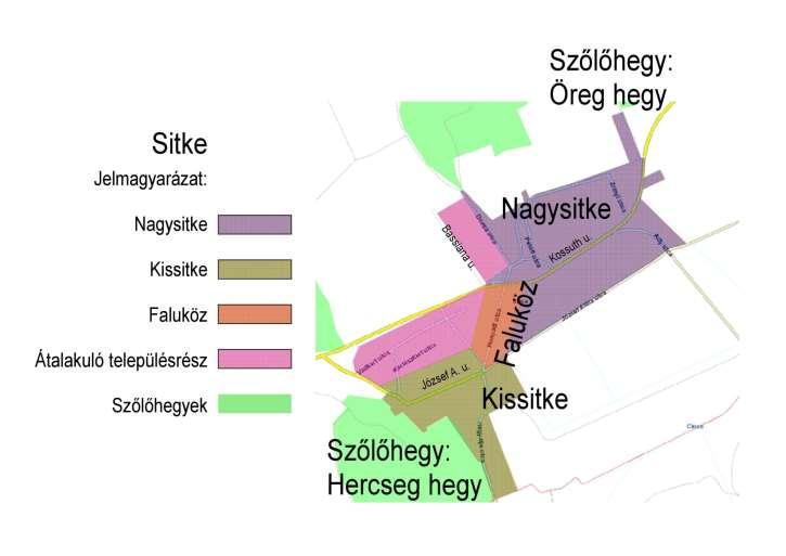 20 Eltérő karakterű településrészek TELEPÜLÉSKÉPI SZEMPONTÓL MEGHATÁROZÓ TELEPÜLÉSRÉSZEK 4 Sitke karakteres építészete jól tükrözi az egyes településrészek beépülésének időszakát, az építők