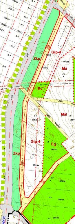 úttal párhuzamosan tervezett kiszolgáló út, valamint, a volt szovjet laktanyához vezető út szabályozásának törlése, miután az egy tulajdonban került Gip terület