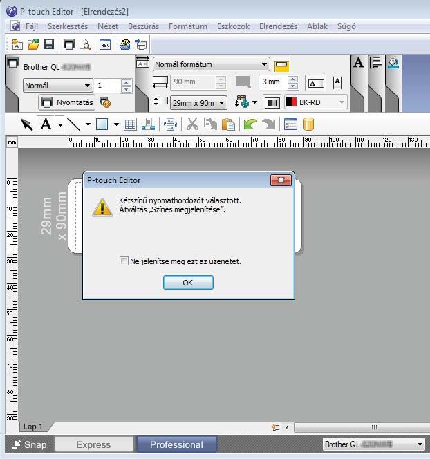 A P-touch Editor használata c Kattintson a bal oldali legördülő