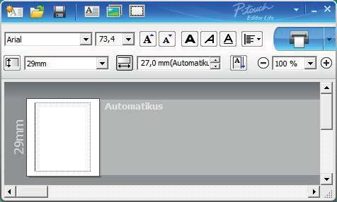 A P-touch Editor Lite használata (csak Windows esetén) 3 3 Címkenézet Kijelző Funkció A címkenézet a szoftver indulásakor jelenik meg.