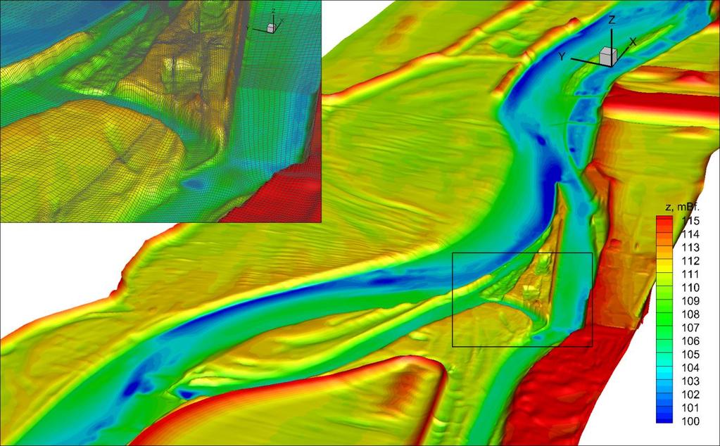 2.3 Nagyléptékű 3D modellvizsgálatok 2.3.1 3D modellvizsgálatok célja A vizsgálatok célja, hogy a torkolat áthelyezésével megváltozó áramlási viszonyokat a műtárgyak közvetlen hatásterületén feltárja.