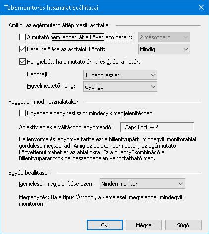 6. fejezet Nagyítási funkciók 101 A Többmonitoros használat beállításai párbeszédpanel.