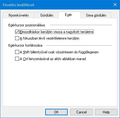 140 Egér Az egérkurzor követési beállításai, az egérkurzor pozicionálása és az egérkurzor korlátozása megkönnyíti a képernyő bejárását és felfedezését.