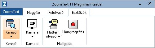 208 Az Eszközök lap Az Eszközök lapon található gombokkal lehet a ZoomText különböző eszközeit és funkcióit elindítani.