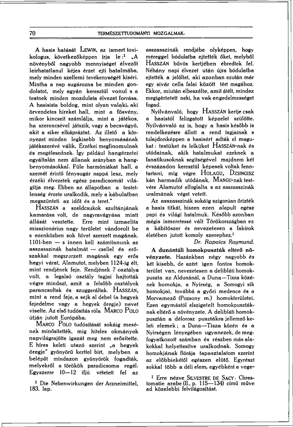70 TERMÉSZETTUDOMÁNYI MOZGALMAK.