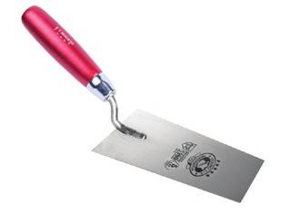 ÉPÍTŐIPARI SZERSZÁMOK / KANALAK Mennyezetkanál, INOX 180 21-00 Csiszolt, hengeres alakú keményfa-markolat, hosszú fém védőgyűrűvel Rozsdamentes stabil acélszár, mely merev kapcsolatot biztosít a