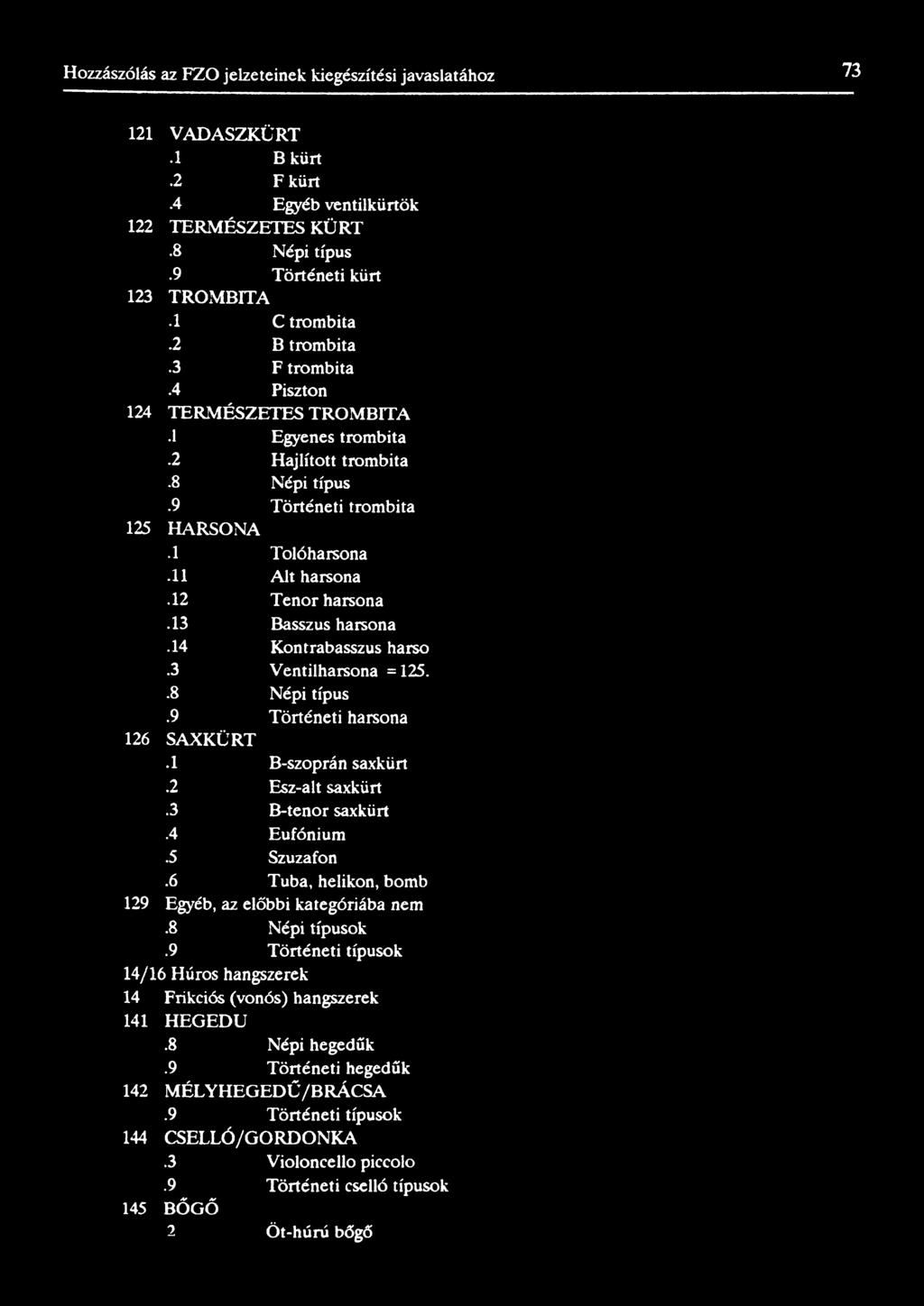 14 Kontrabasszus harso.3 Ventilharsona =125. Népi típus Történeti harsona 126 SAXKÜRT.1 В-szoprán saxkürt.2 Esz-alt saxkürt.3 В-tenor saxkürt.4 Eufónium.5 Szuzafon.