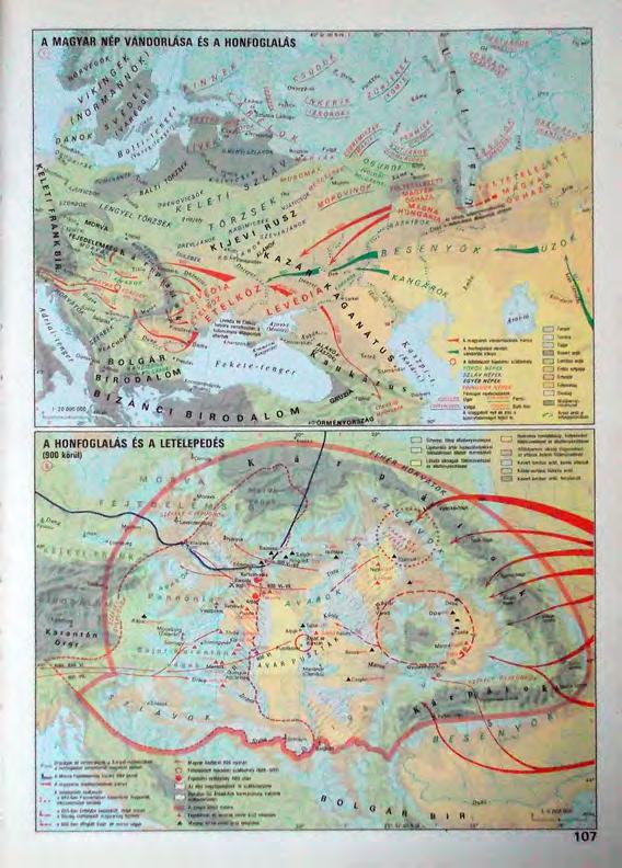 Végül a Föld bemutatását látjuk napjainkban (természetesen 1990-ben). Itt még nincs vége a térképeknek, mert elkezdődik a Magyarország történetét bemutató rész, 33 oldalon.