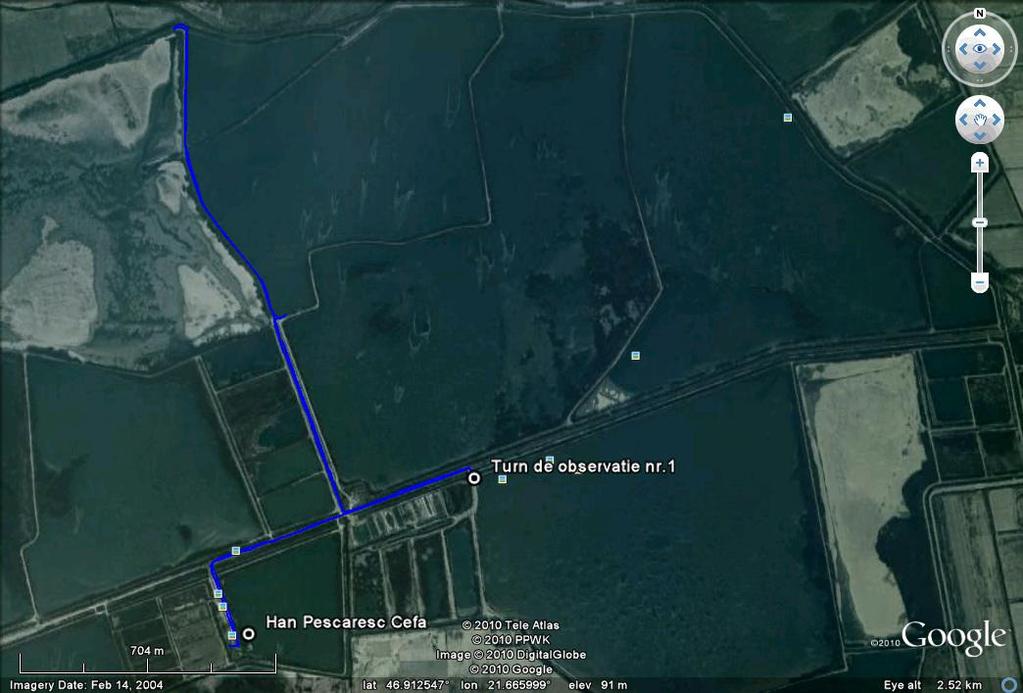 Útvonal (délután): gyalog, szálláshely tavakat elválasztó aszfaltút tavakat elválasztó töltés - megfigyelőtorony a 2-es tó partján szálláshely ( ábra)
