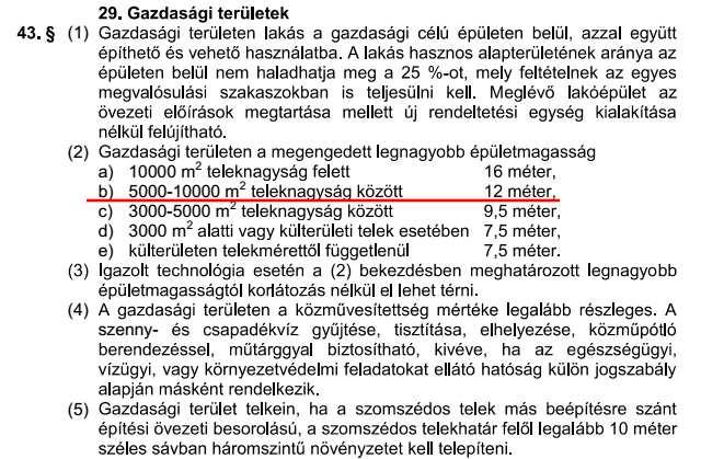 területre: - Beépítés: Szabadon álló - Beépítési intenzitás: