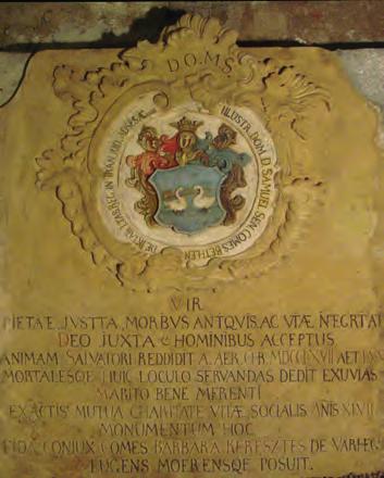 În primul cartier un porumbel zburând spre stânga, þinând în cioc o panglicã, pe care scrie VIRTUTI. Este porumbelul din stema genealogicã a familiei.