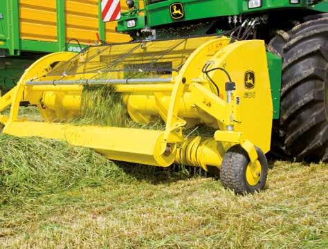 JÁRVASZECSKÁZÓ ADAPTEREK John Deere 609 rendfelszedő adapter család Elérhető: 2,5 m-es, 3,6 m-es és 4,1 m-es kivitelben. Jellemzői: alapkivitelben mechanikusan behajtható talajkopírozó kerék.