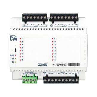 EVO zónabővítők ZX8D 8zónás bővítő modul 8 címezhető zóna bemenet. LEDes állapot kijelzés: Zóna LEDek a nyitott és zárt állapot visszajelzésére.