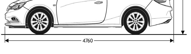 Műszaki adatok 3 Általános tulajdonságok Karosszéria Magasság (mm) 1443 Hosszúság (mm) 4696 Tengelytáv (mm) 2695 Nyomtáv (elöl/hátul) (mm) 1587 / 1587 zélesség (külső tükrökkel/nélkül) (mm) 22 / 1839