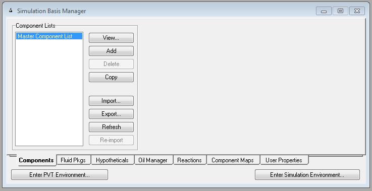 Alapbeállítások: Simulation Basis Manager