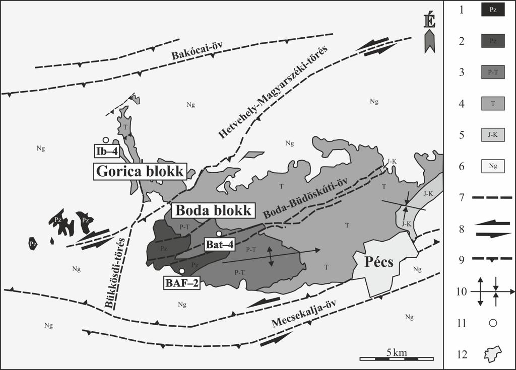 egységet a kibúvási területet is érintő, ÉK DNy csapású törészóna (Boda Büdöskúti-öv) két részre osztja (KOVÁCS 1999).