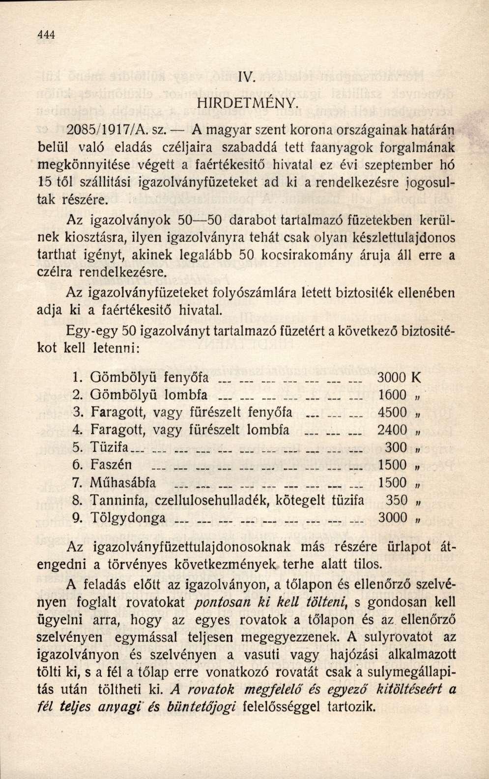 HIRDETMÉNY. 2085/1917/A. sz.